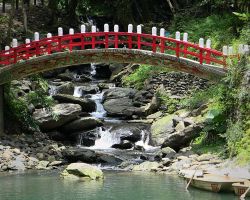 Wulai Resort Bridge and creek. Northern Area, Taiwan.